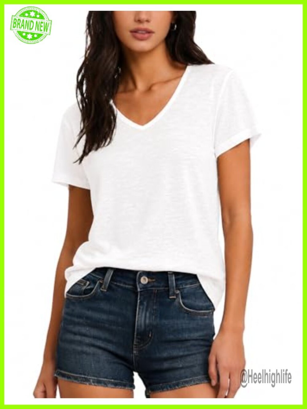 FAIABLE 100% Cotton V-Neck Short Sleeve Tee Relaxed Fit Basic T-Shirt